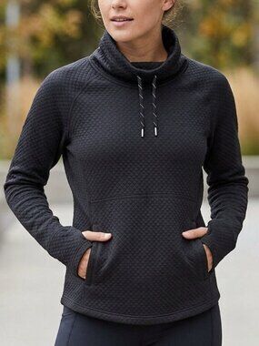 Marmot Annie Quilted Cowl Neck Pullover Sweater Charcoal Grey Womens Size XS